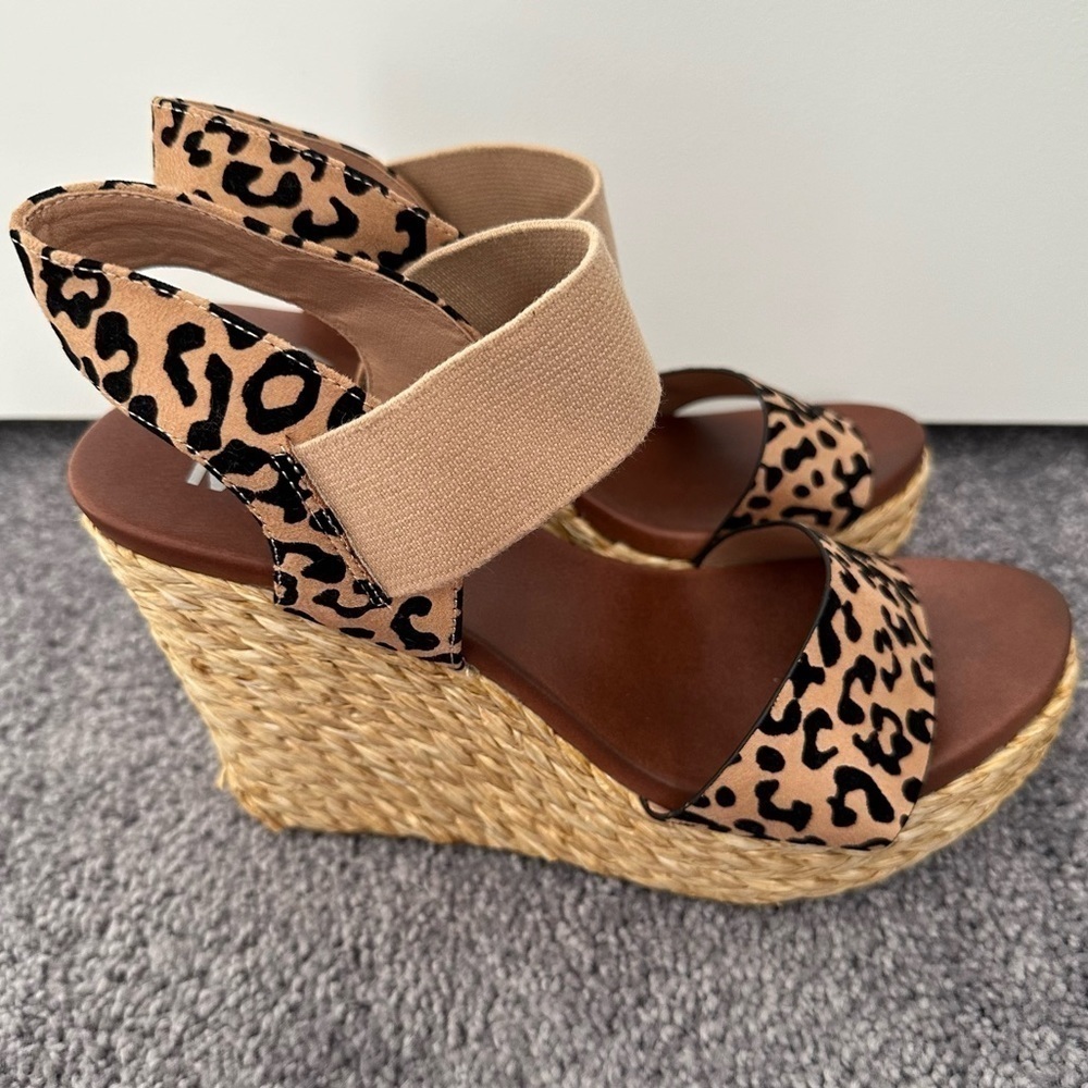 Mia Villal Leopard Print Platform Wedge Heels